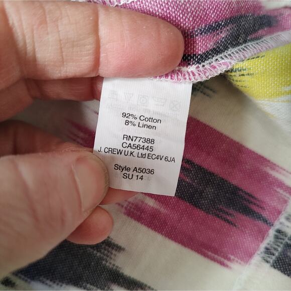 J. Crew Watercolor Ikat Print Cotton Blend Shift Dress in White /Multi Size 4 - Picture 11 of 14